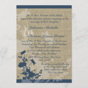 Convites Flores selvagens e Casamento Burlap