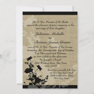 Convites Flores selvagens e Casamento Burlap