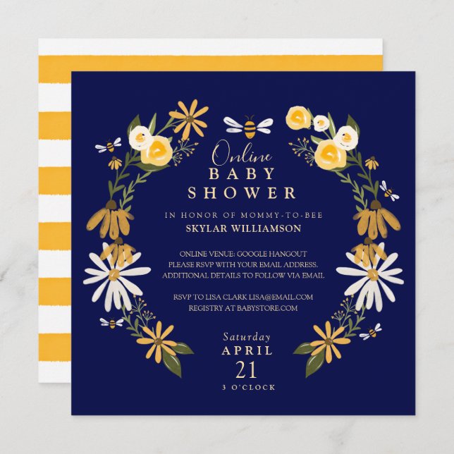 Convites Flores selvagens e Chá de fraldas Floral Online de (Frente/Verso)