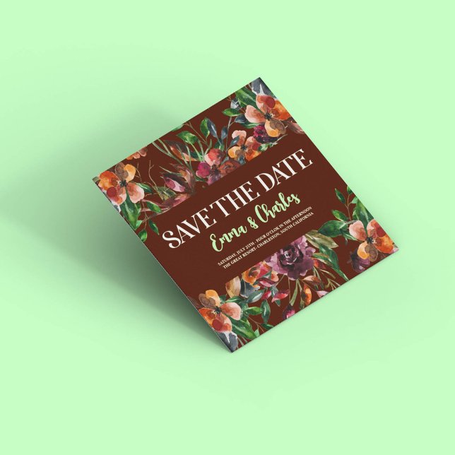 Convites Flores Selvagens Escuras Salvem A Data (Criador carregado)