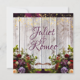 Convites Flores selvagens, Fita Roxa e Luzes Casamento 2
