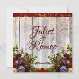 Convites Flores selvagens, Fita Vermelha e Luzes Casamento 