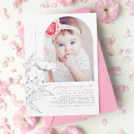 Convites Flores Selvagens Foto De Bebê Batismo Retirada À M