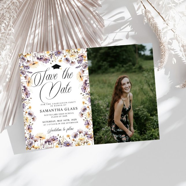 Convites Flores Selvagens Modernas Salvem A Graduação De Fo (Criador carregado)