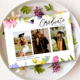 Convites Flores Selvagens Negociaram Três Graduações Fotogr