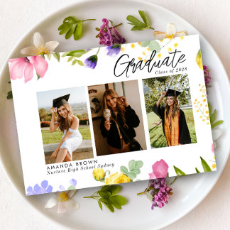 Convites Flores Selvagens Negociaram Três Graduações Fotogr