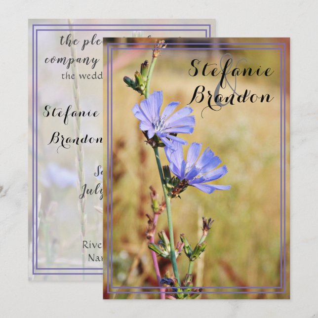 Convites Flores Selvagens no Casamento da Manhã (Frente/Verso)