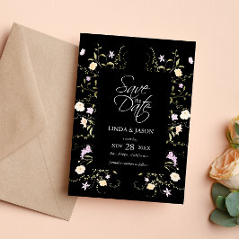 Convites Flores Selvagens Pretas e Brancas Casamento Salve