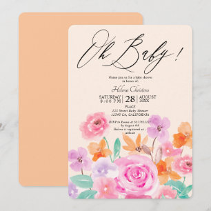 Convites Flores selvagens primavera chá de fraldas de aqua