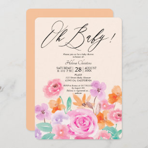 Convites Flores selvagens primavera chá de fraldas de aquar