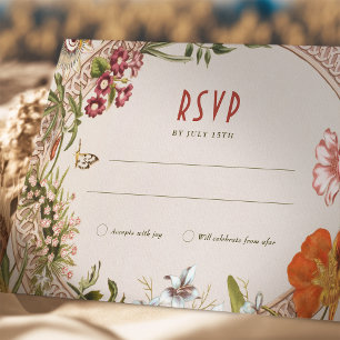 Convites Flores Selvagens RSVP Casamento Inserir Vintage
