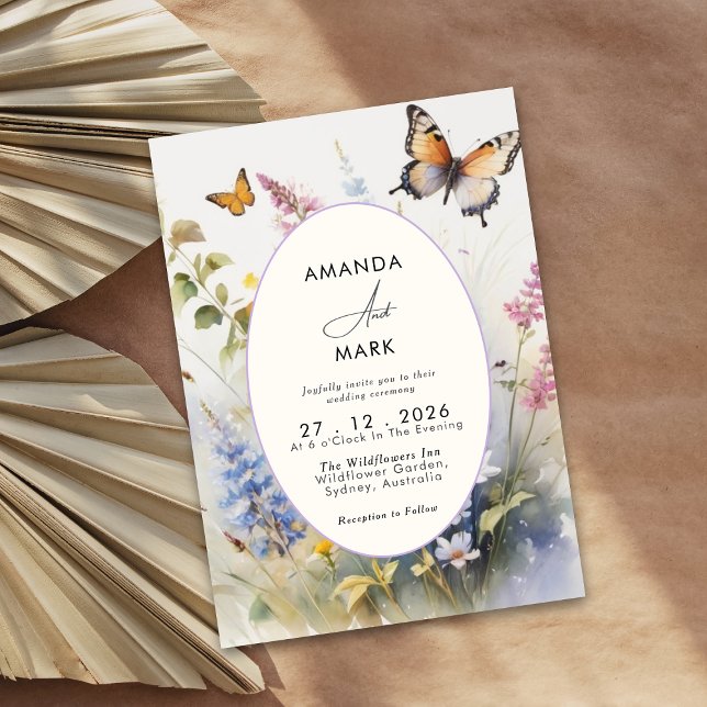 Convites Flores Selvagens Rusticas Elegantes florescem (Criador carregado)