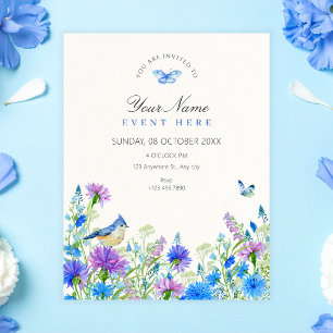 Convites Flores silvestres azuis