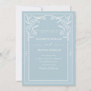 Convites Flores Silvestres Boho Vintage Casamento Azul