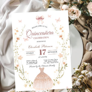 Convites Flores Silvestres Borboletas Vestido Laço Quincean