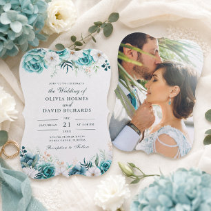 Convites Flores Silvestres Brancas Azuis Casal Foto Casamen