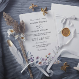 Convites Flores Silvestres Casamento Código QR Elegante Mod