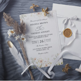 Convites Flores Silvestres Casamento Código QR Elegante Mod