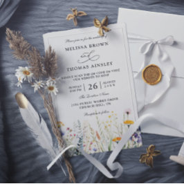 Convites Flores Silvestres Casamento Código QR Orçamento Mo