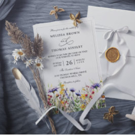 Convites Flores Silvestres Casamento Código QR Orçamento Mo