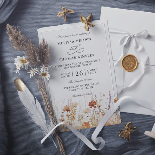 Convites Flores Silvestres Casamento Código QR Orçamento Mo (Criador carregado)