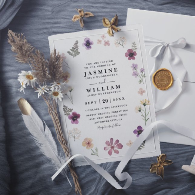Convites Flores Silvestres Casamento Rústico Elegante Moder (Criador carregado)