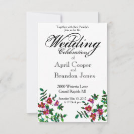 Convites Flores silvestres cor-de-rosa-escuro Elegante