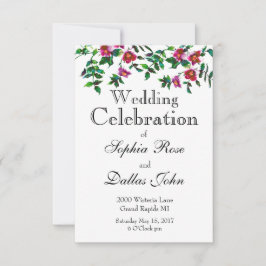 Convites Flores silvestres cor-de-rosa-escuro Elegante