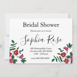 Convites Flores silvestres cor-de-rosa-escuro Elegante