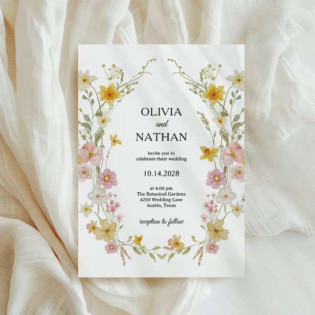 Convites Flores Silvestres da Primavera | Casamento Floral  (Criador carregado)