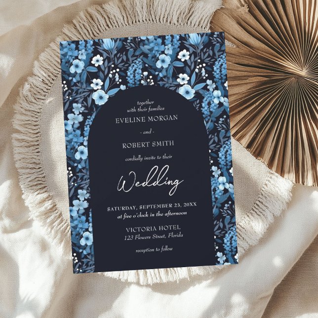 Convites Flores silvestres de campo Elegante (Elegant winter meadow wild flowers bold invitation)