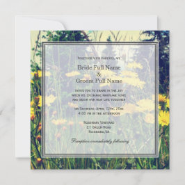 Convites flores silvestres de dente-de-leão no casamento da