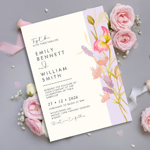 Convites Flores Silvestres de Prado Casamento Moderno Boho