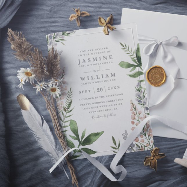 Convites Flores Silvestres de Primavera Casamento Rústico E (Criador carregado)