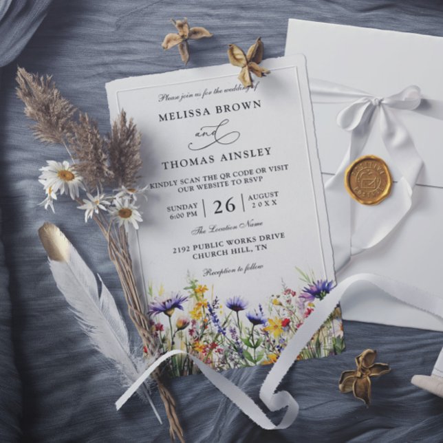 Convites Flores Silvestres Elegantes Casamento Rústico Orça (Criador carregado)
