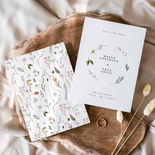 Convites Flores silvestres elegantes, com exceção da data (Criador carregado)