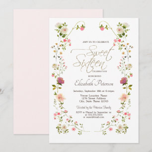 Convites Flores Silvestres Elegantes Sweet 16