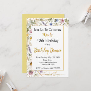 Convites Flores Silvestres Floral Botânico Aquarela, Folhag