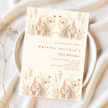 Convites Flores silvestres, luxo de aniversário<br><div class="desc">Um convite de 50 anos (ou qualquer idade) elegante. Um fundo creme,  cor bege,  decorado com flores silvestres de cor aquosa em verde bege,  rosa,  poeirento.</div>