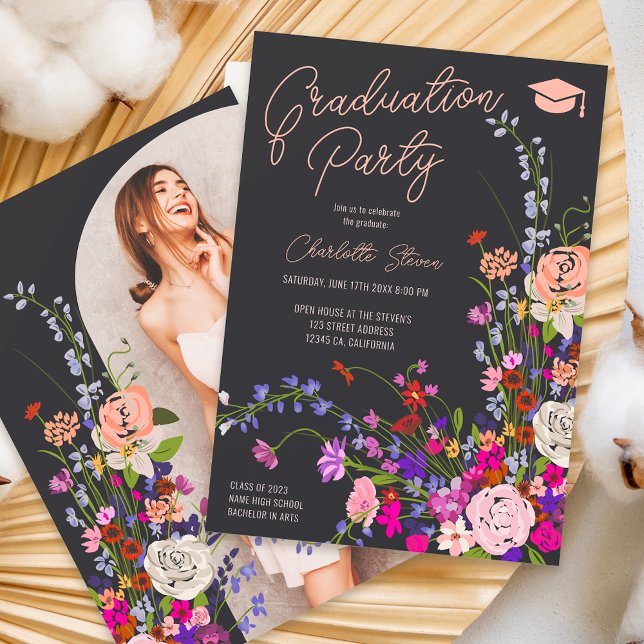Convites Flores silvestres modernas e elegantes com script  (Criador carregado)