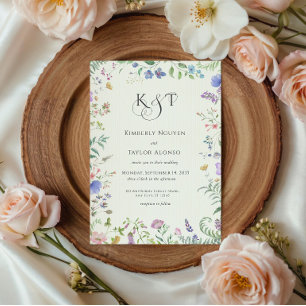 Convites Flores Silvestres Moldura Monograma Personalizado