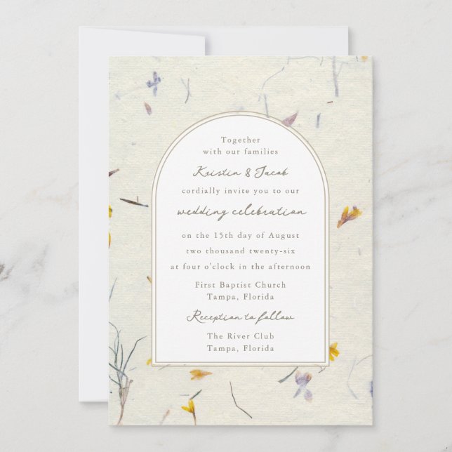 Convites Flores Silvestres Papel Floral Casamento Digital M (Frente)
