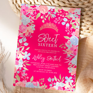 Convites Flores silvestres pastel do jardim Doce 16 anos