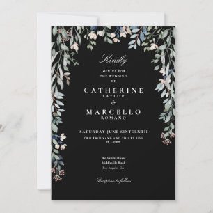 Convites Flores Silvestres Pretas e Brancas Floral Casament