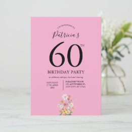 Convites Flores Silvestres Rosa 60º Aniversário