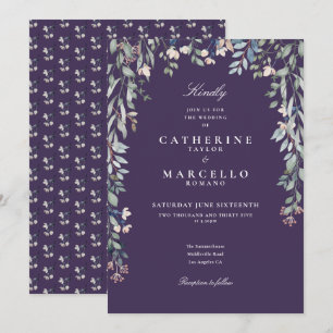 Convites Flores Silvestres Roxas Flora Verde Casamento