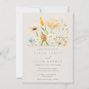 Convites Flores Silvestres Simples Botânico Casamento