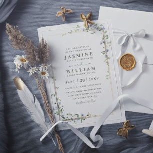 Convites Flores Silvestres Vinha Rústico Elegante Casamento