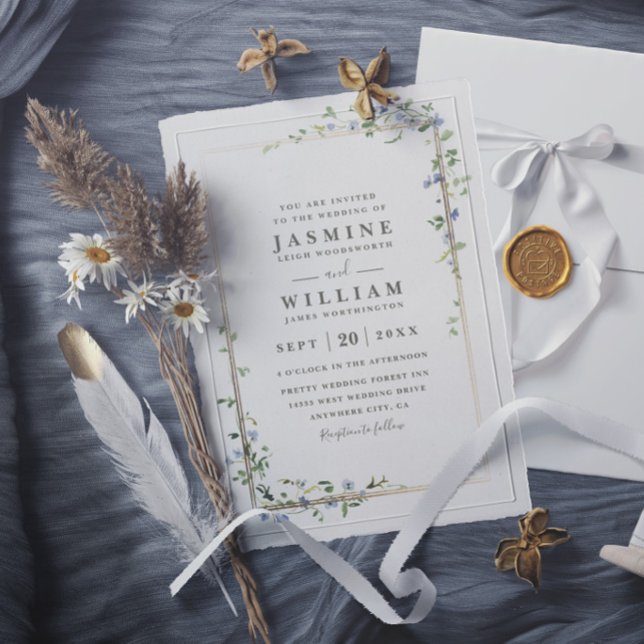 Convites Flores Silvestres Vinha Rústico Elegante Casamento (Criador carregado)
