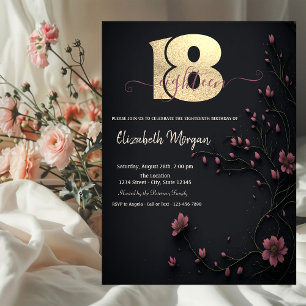 Convites Flores Sombrias Aniversário de 18 anos Gótico